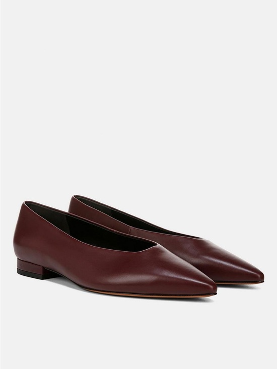 Vince Shoes - Vince ‘Isabel’ Pointed Toe Leather Flats - Women’s 8, Burgundy